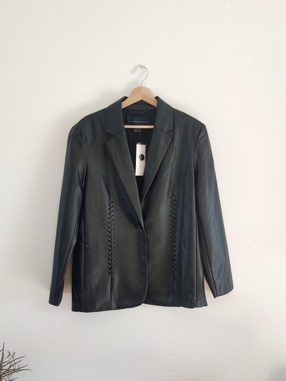 NWT French Connection Black Faux Leather Blazer Style Jacket